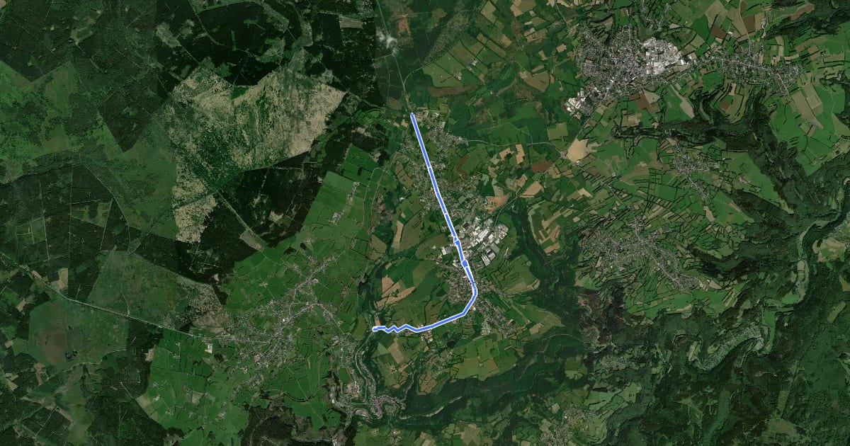 Маршрут Raeren (24) - Monschau (26) на спутниковом снимке
