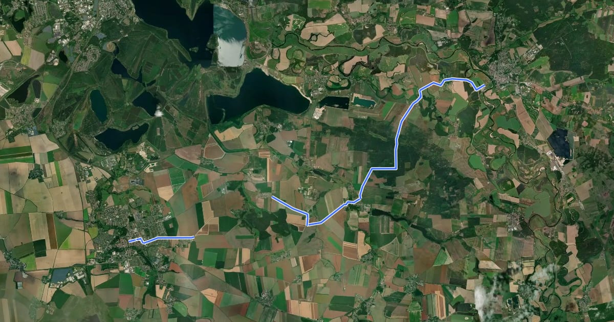 Маршрут Raiffeisen-Radwanderweg на спутниковом снимке