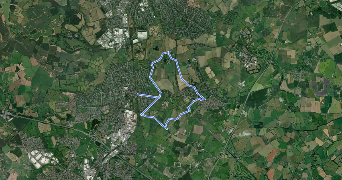 Маршрут Rail Trail: Bedworth Circular via Bulkington на спутниковом снимке