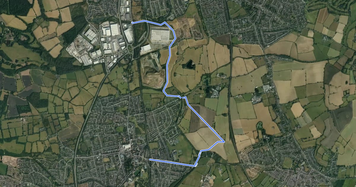 Маршрут Rail Trail: Bermuda Park > Bedworth на спутниковом снимке