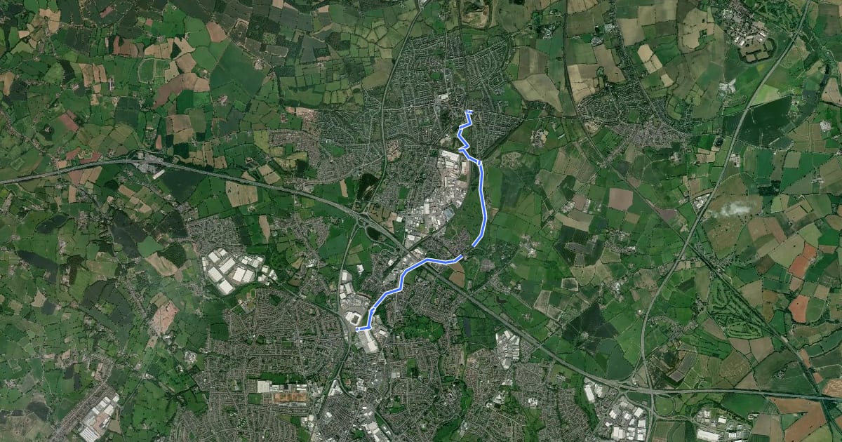 Маршрут Rail Trail: Coventry Arena > Bedworth на спутниковом снимке