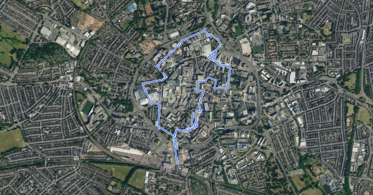 Маршрут Rail Trail: Coventry's Historic Centre на спутниковом снимке