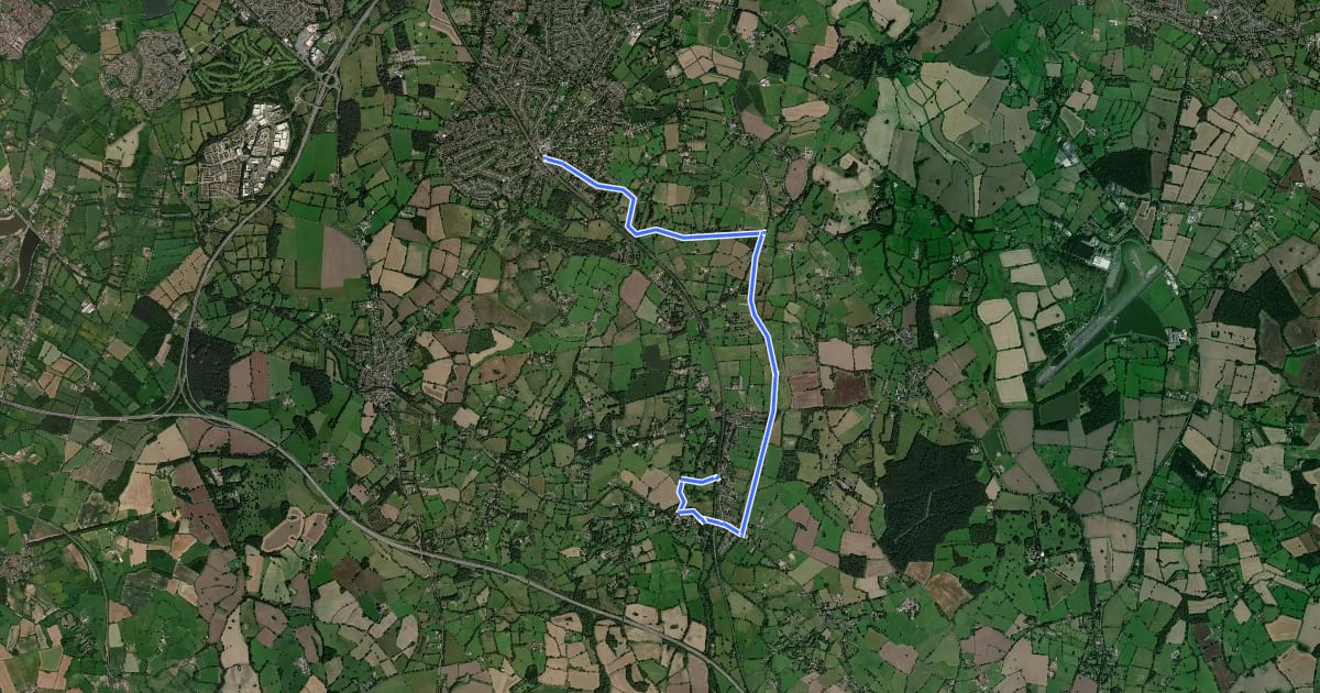 Маршрут Rail Trail: Dorridge > Lapworth на спутниковом снимке