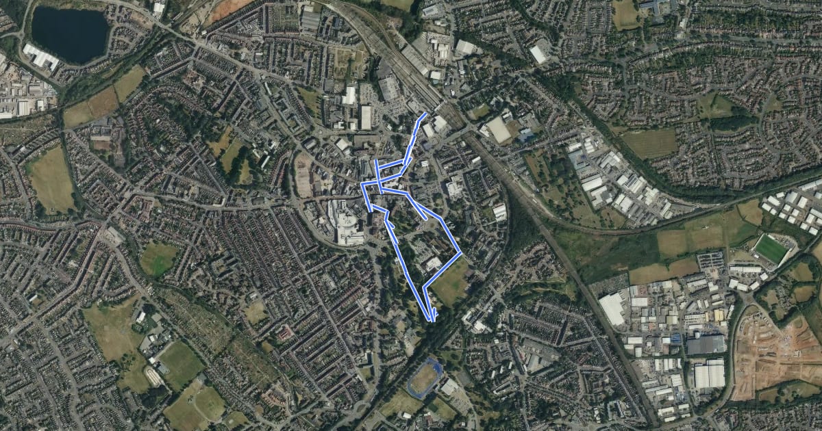 Маршрут Rail Trail: George Eliot’s Nuneaton Circular на спутниковом снимке