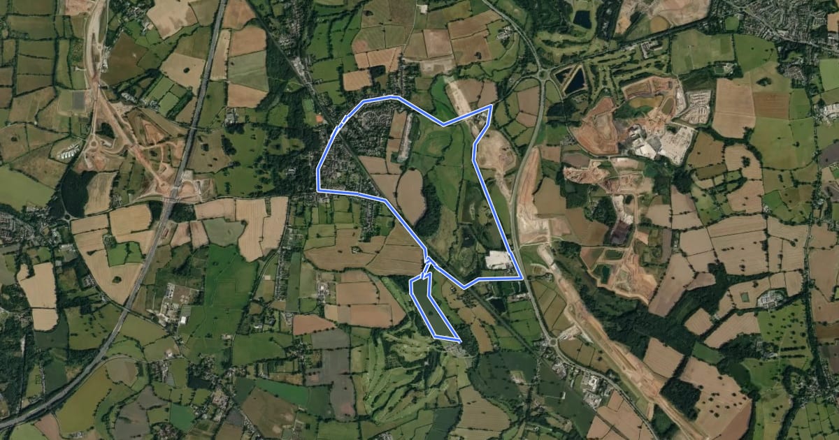 Маршрут Rail Trail: Hampton-in-Arden Circular на спутниковом снимке