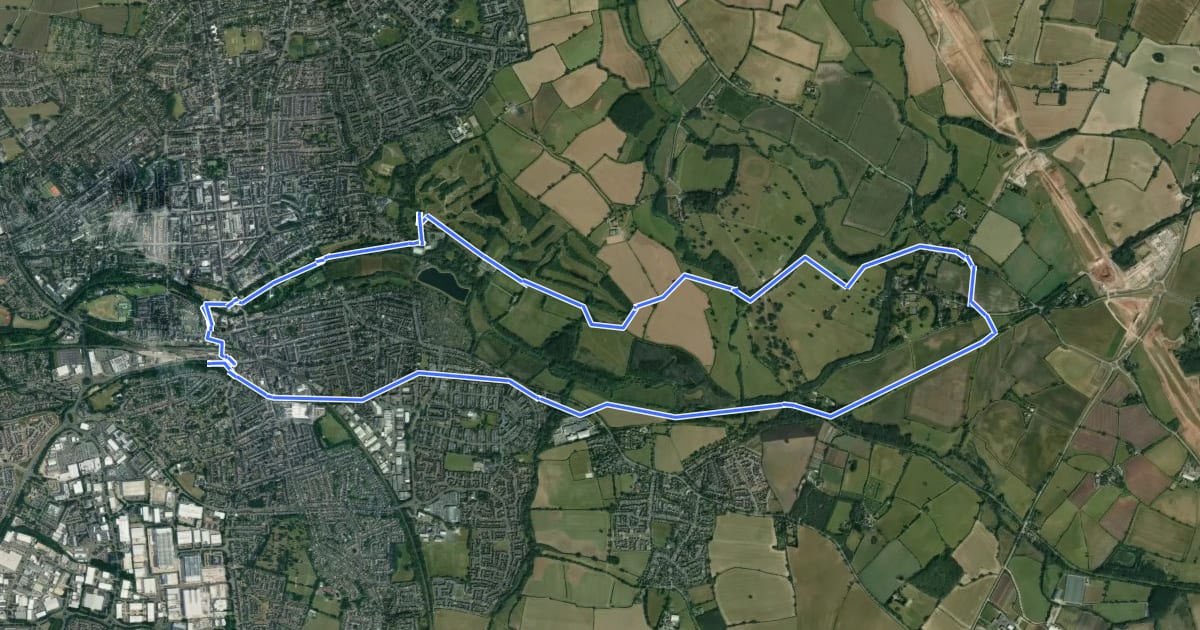 Маршрут Rail Trail: Royal Leamington Spa Circular via Offchurch на спутниковом снимке