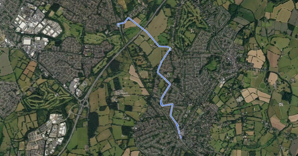 Маршрут Rail Trail: Widney Manor > Dorridge на спутниковом снимке