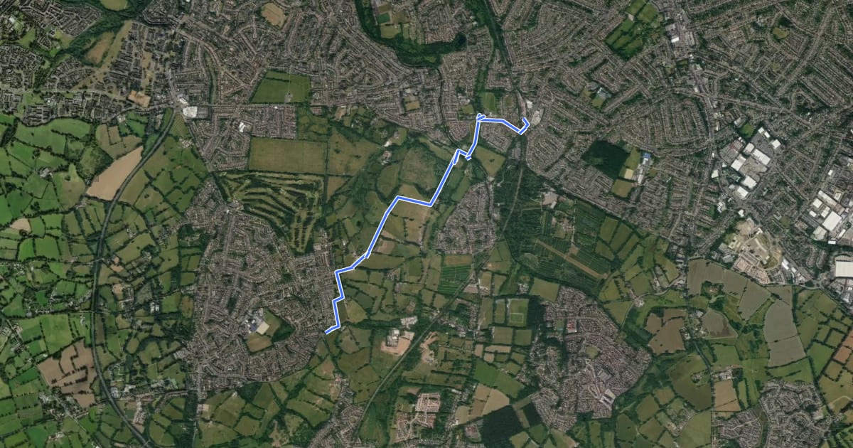 Маршрут Rail Trail: Wythall > Shirley на спутниковом снимке