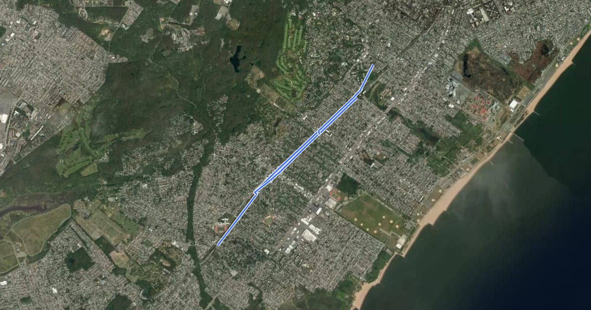 Маршрут Railroad Avenue на спутниковом снимке