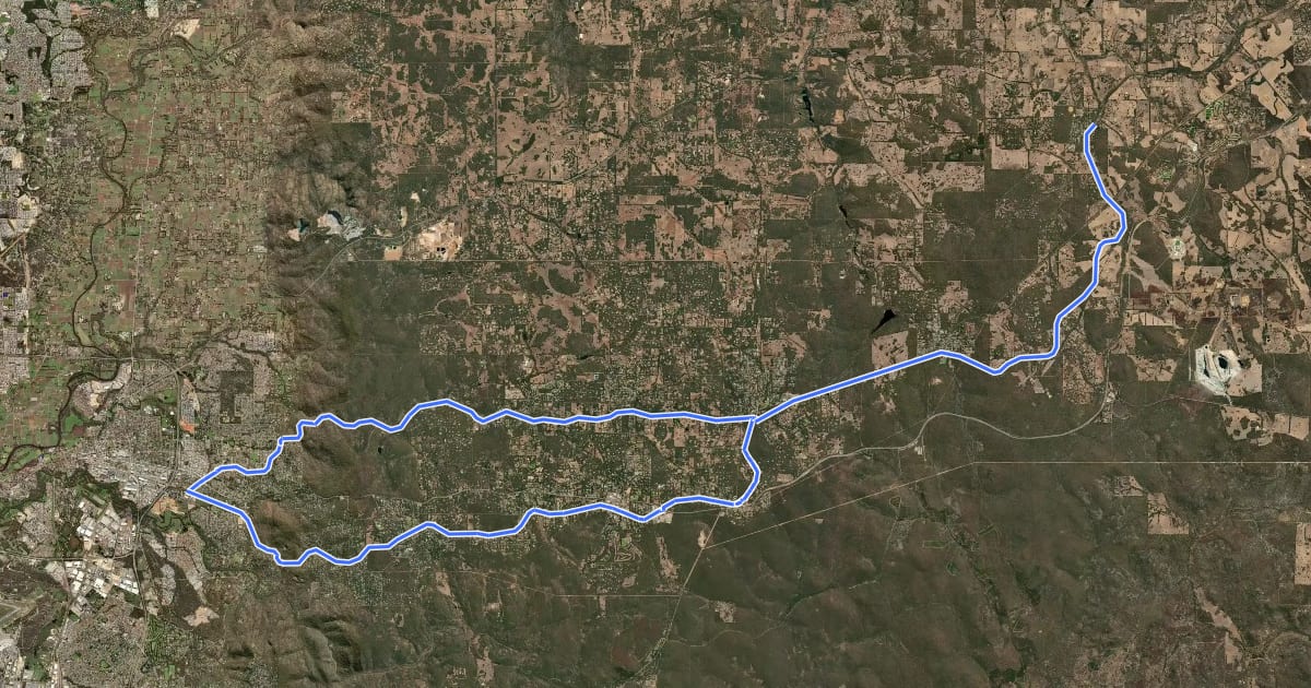 Маршрут Railway Reserves Heritage Trail на спутниковом снимке