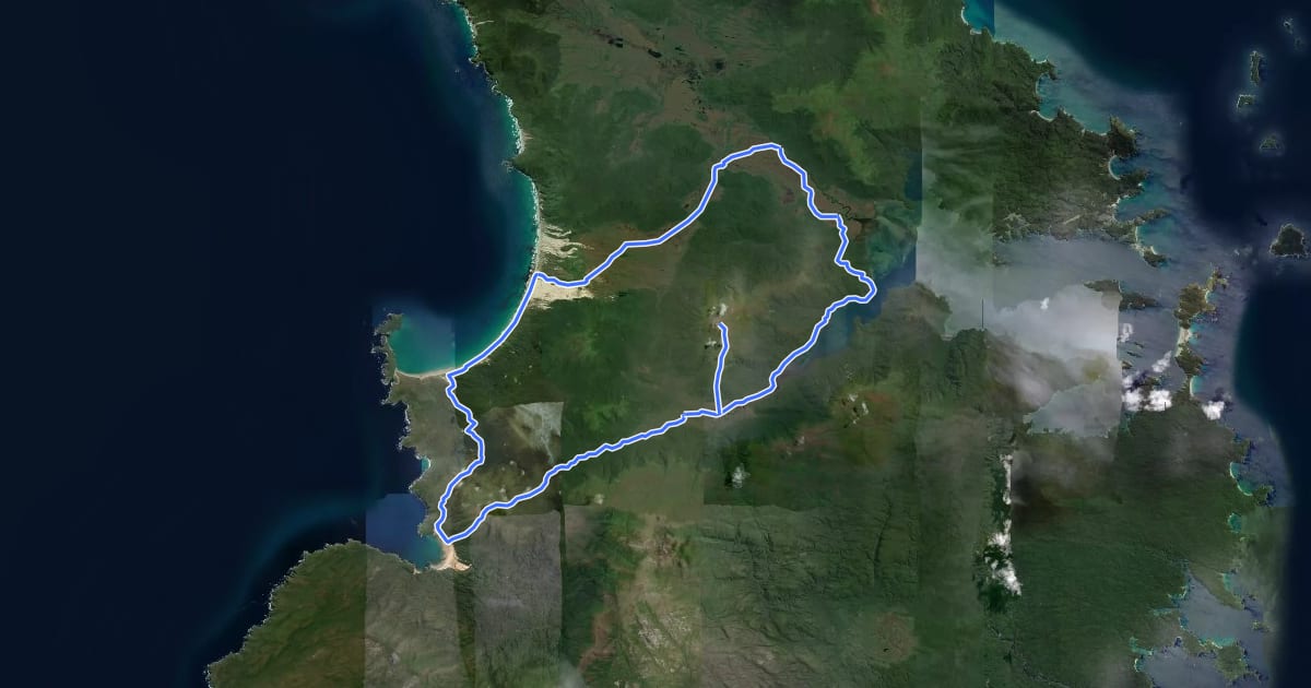 Маршрут Rakiura - southern circuit на спутниковом снимке