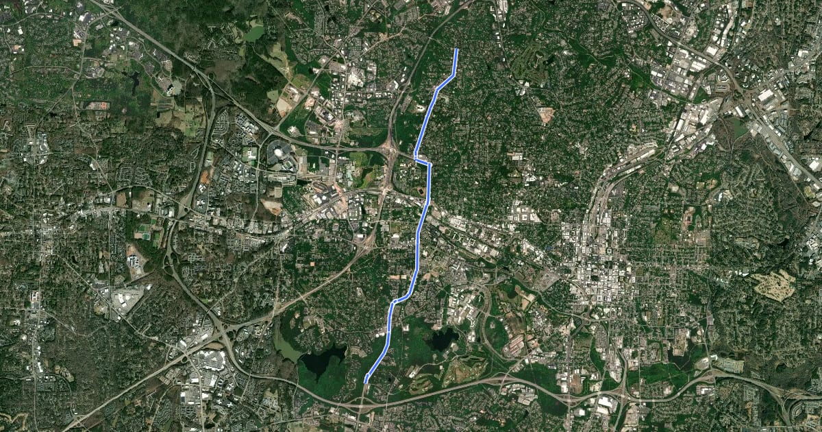 Маршрут Raleigh Cross Town Route 5 на спутниковом снимке