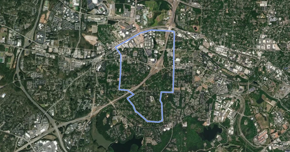 Маршрут Raleigh Route 4 Recreational Route на спутниковом снимке