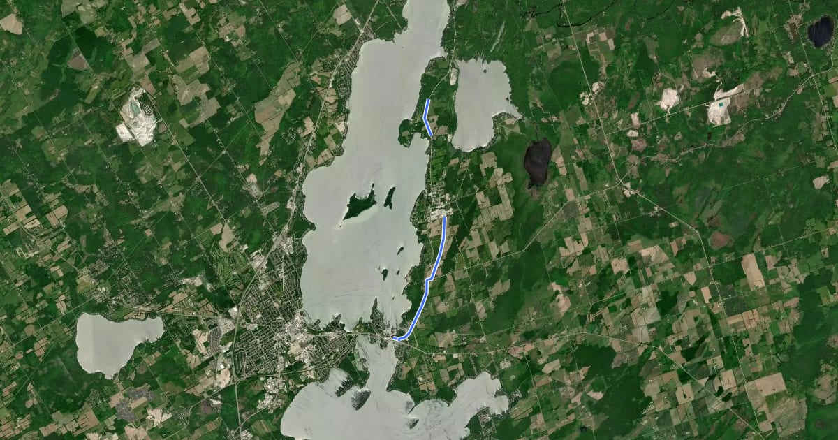 Маршрут Ramara Trail на спутниковом снимке