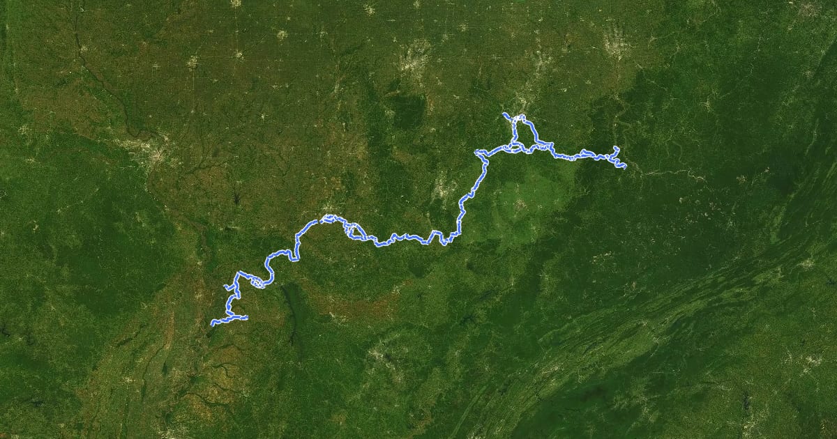 Маршрут Ramblin' River Bike Tour на спутниковом снимке