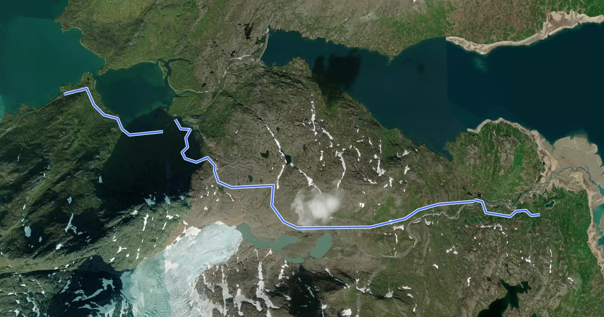 Маршрут RAN2 на спутниковом снимке