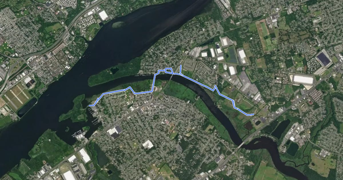 Маршрут Rancocas Creek Trail на спутниковом снимке