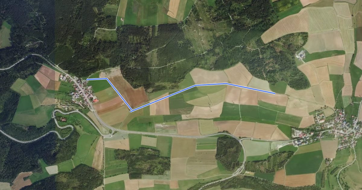 Маршрут Randen Blauer Stein Straße - Feldkreuz на спутниковом снимке