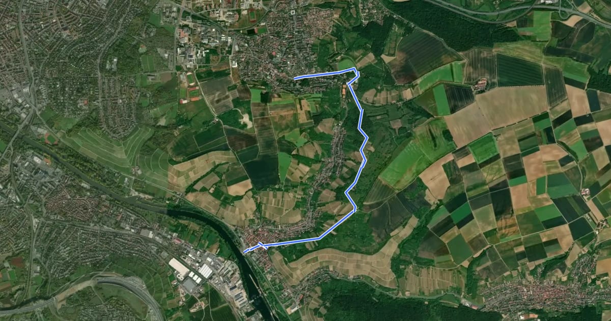 Маршрут Randersacker - Gerbrunn на спутниковом снимке