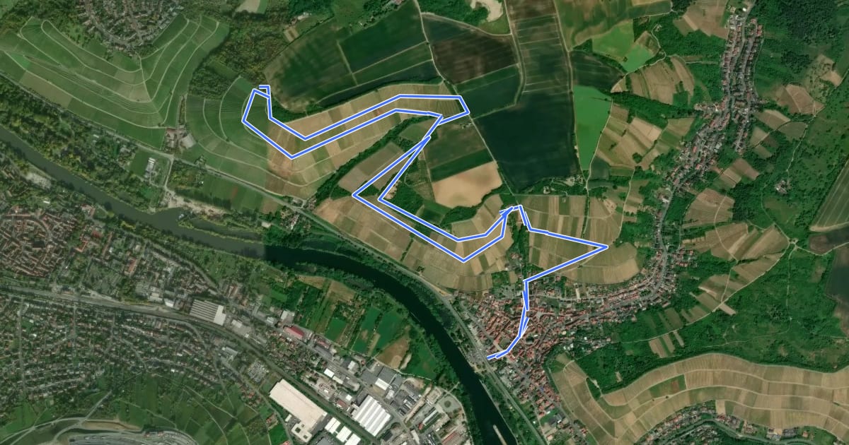 Маршрут Randersacker WeinWeg на спутниковом снимке