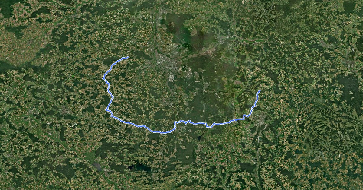 Маршрут Rangau-Pfalz-Weg на спутниковом снимке