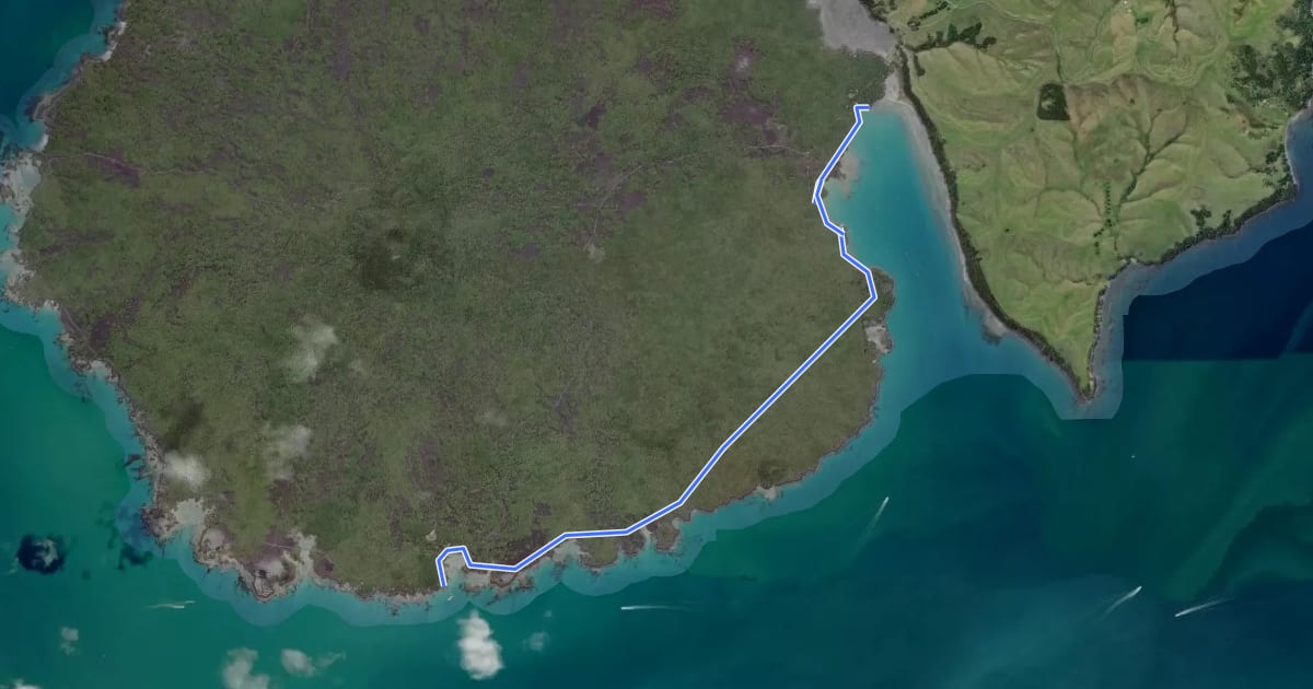 Маршрут Rangitoto Coastal Walk на спутниковом снимке