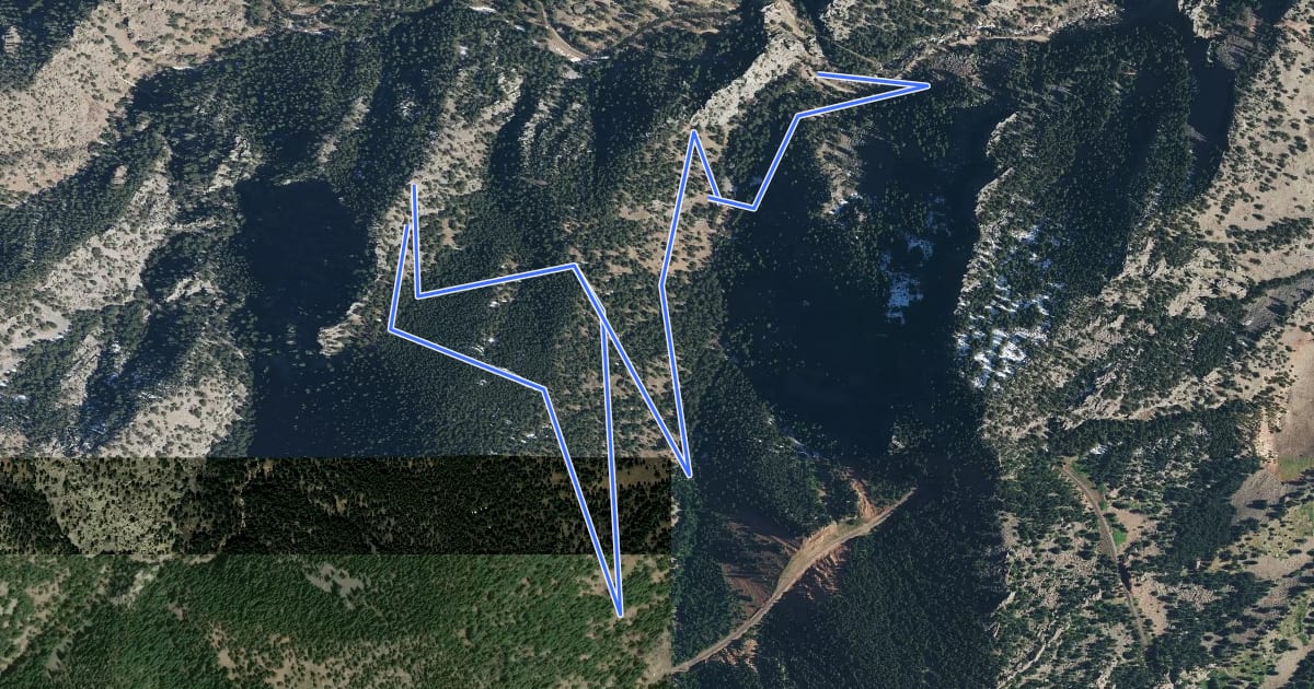 Маршрут RattleSnake Gulch Trail на спутниковом снимке
