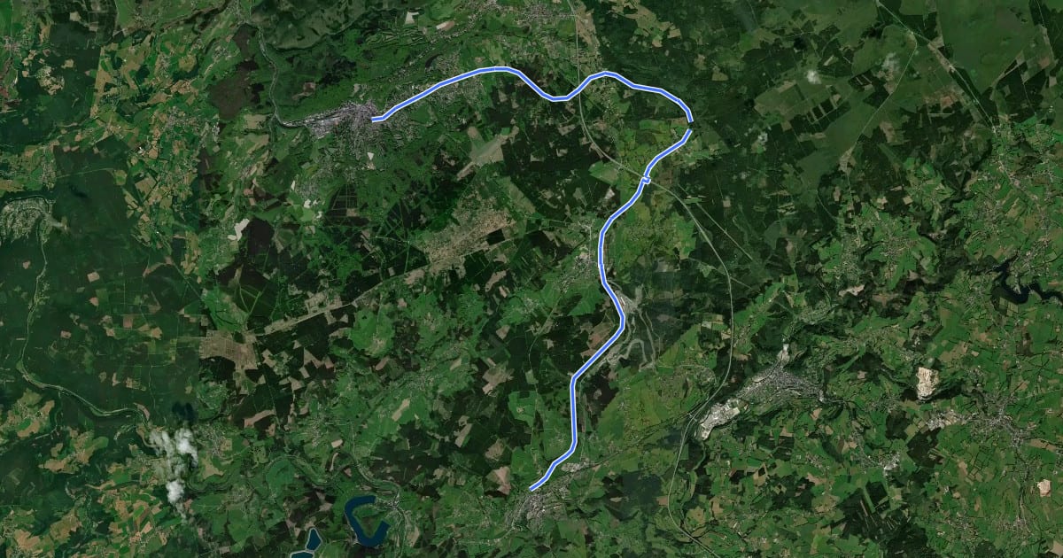 Маршрут RAVeL Ligne 44a Sart-Stavelot на спутниковом снимке
