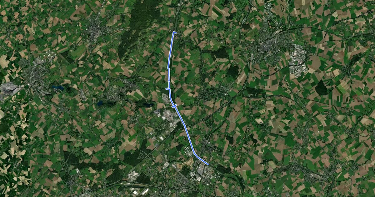 Маршрут RAVeL Nouveau canal Charleroi-Bruxelles на спутниковом снимке