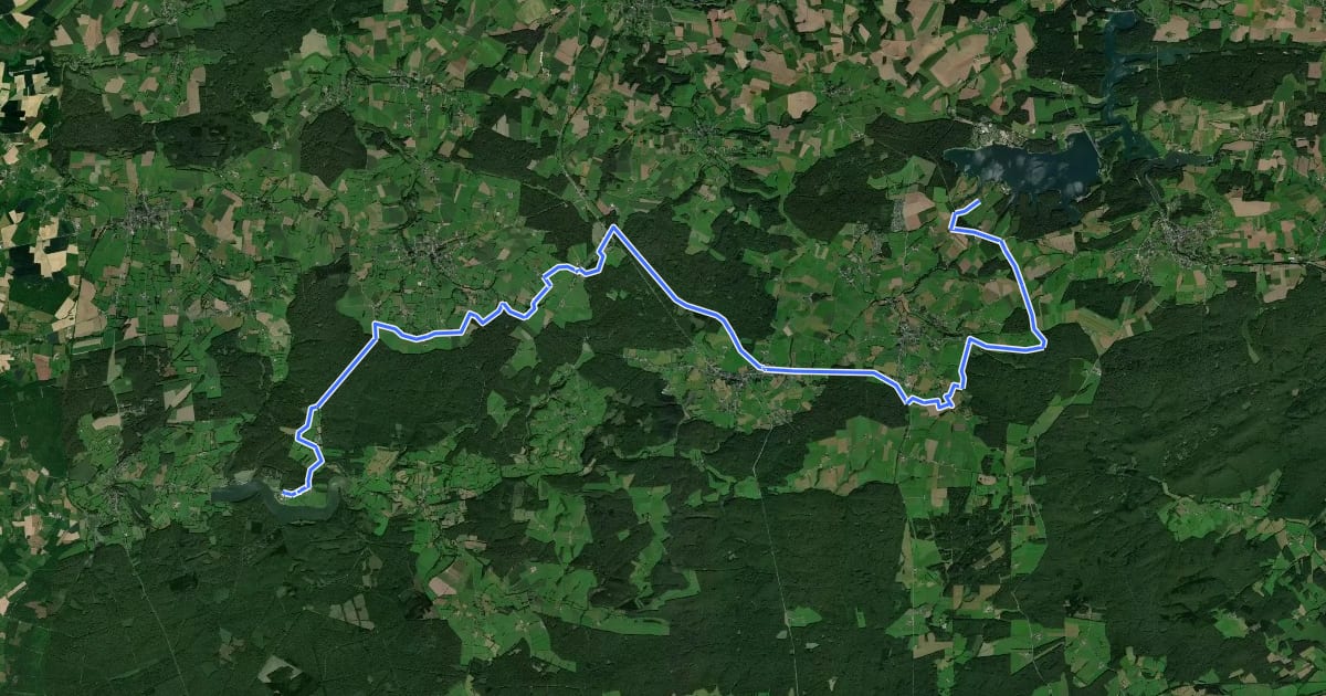 Маршрут RAVeL Véloroute des Lacs на спутниковом снимке