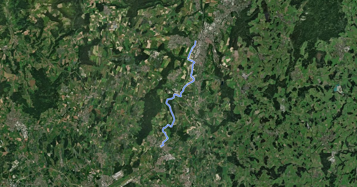 Маршрут Ravensburg - Meckenbeuren на спутниковом снимке