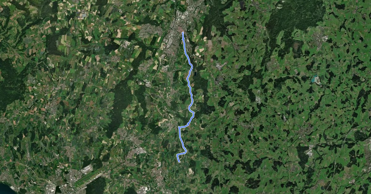 Маршрут Ravensburg - Tettnang на спутниковом снимке