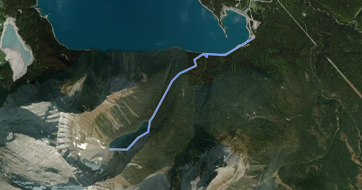 Маршрут Rawson Lake Trail на спутниковом снимке
