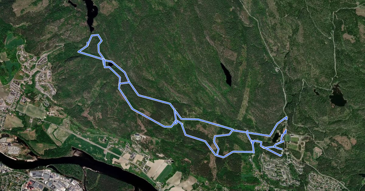 Маршрут Årbogen trimløype на спутниковом снимке