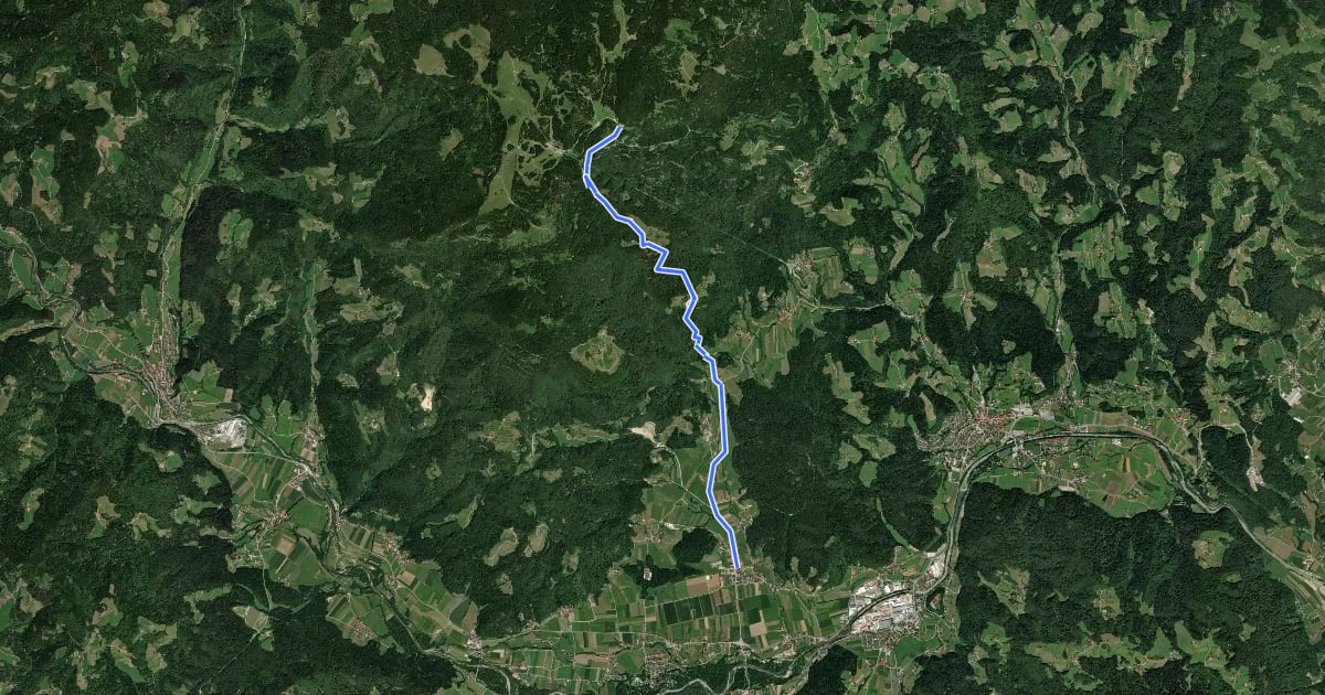 Маршрут Rečica ob Savinji - Goličnik - Mozirska koča на спутниковом снимке
