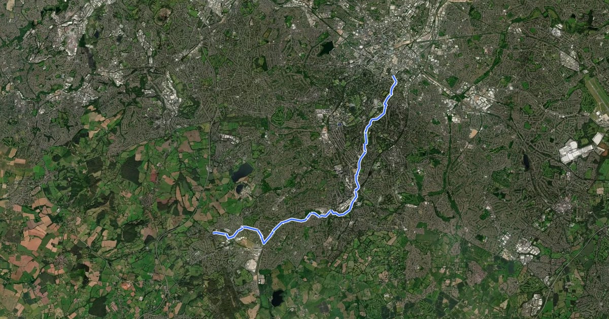 Маршрут Rea Valley Route на спутниковом снимке