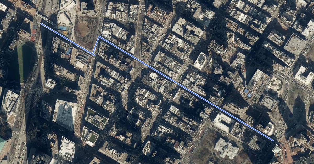 Маршрут Reade Street на спутниковом снимке