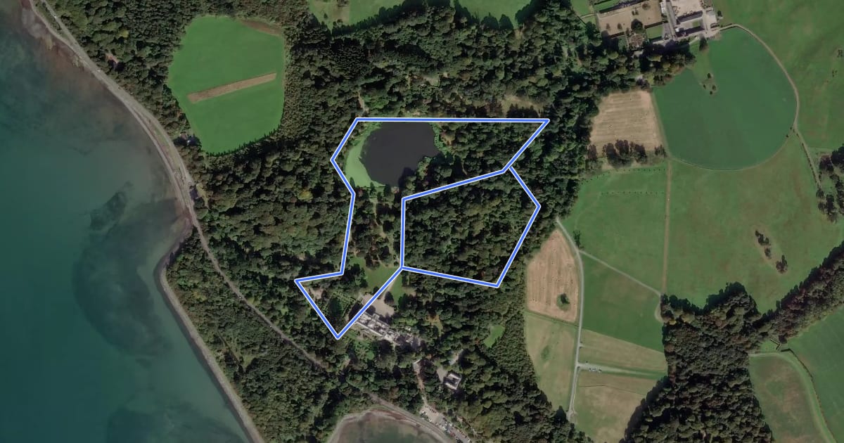 Маршрут Red Squirrel Walk, Mount Stewart на спутниковом снимке