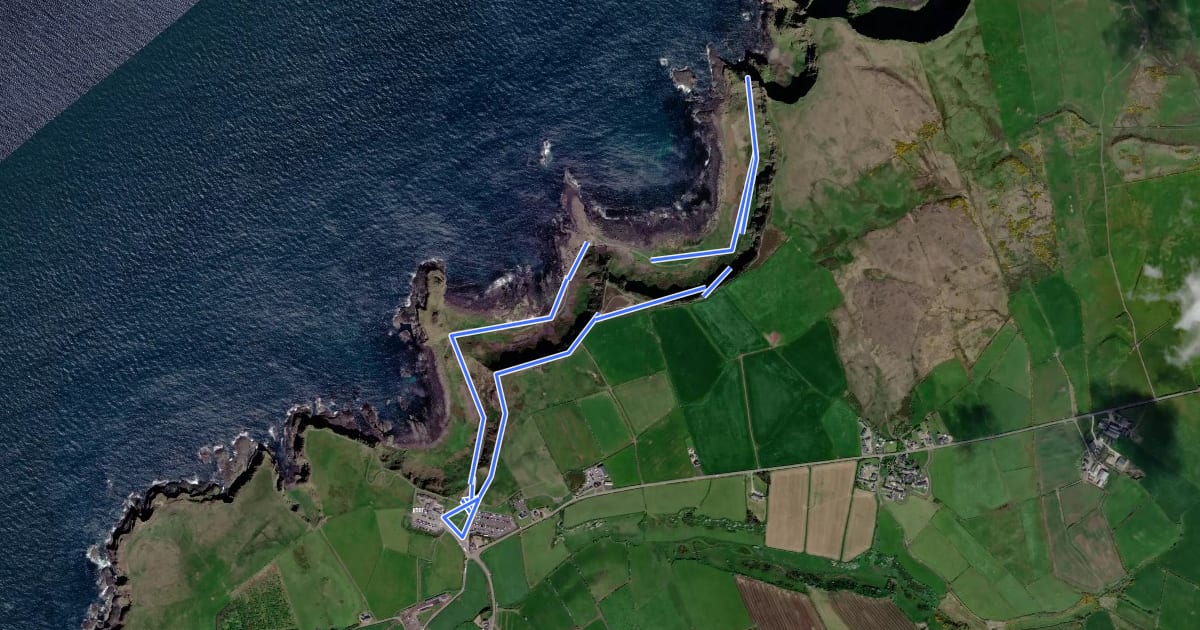 Маршрут Red Trail, Giant's Causeway на спутниковом снимке