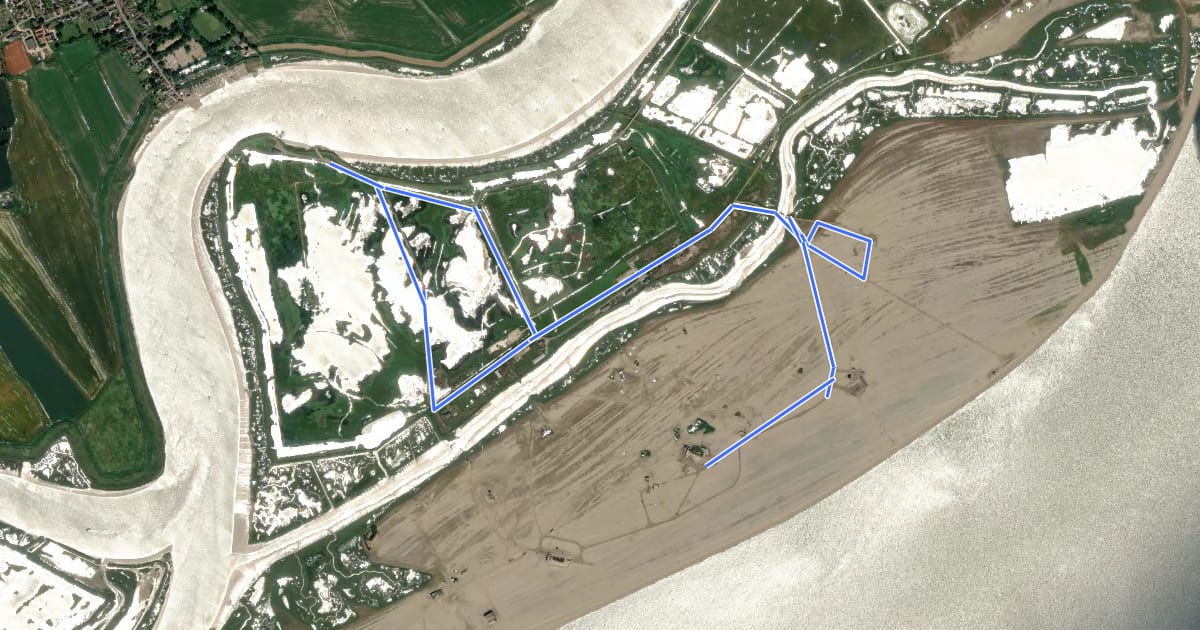 Маршрут Red Trail, Orford Ness на спутниковом снимке
