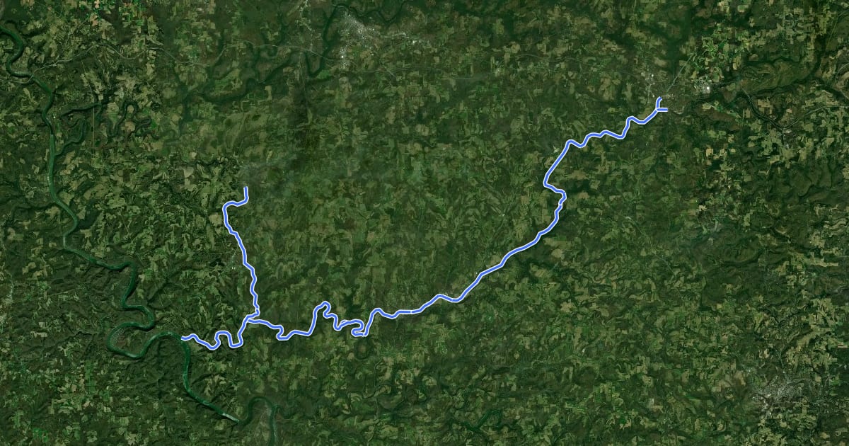 Маршрут Redbank Valley Trail на спутниковом снимке