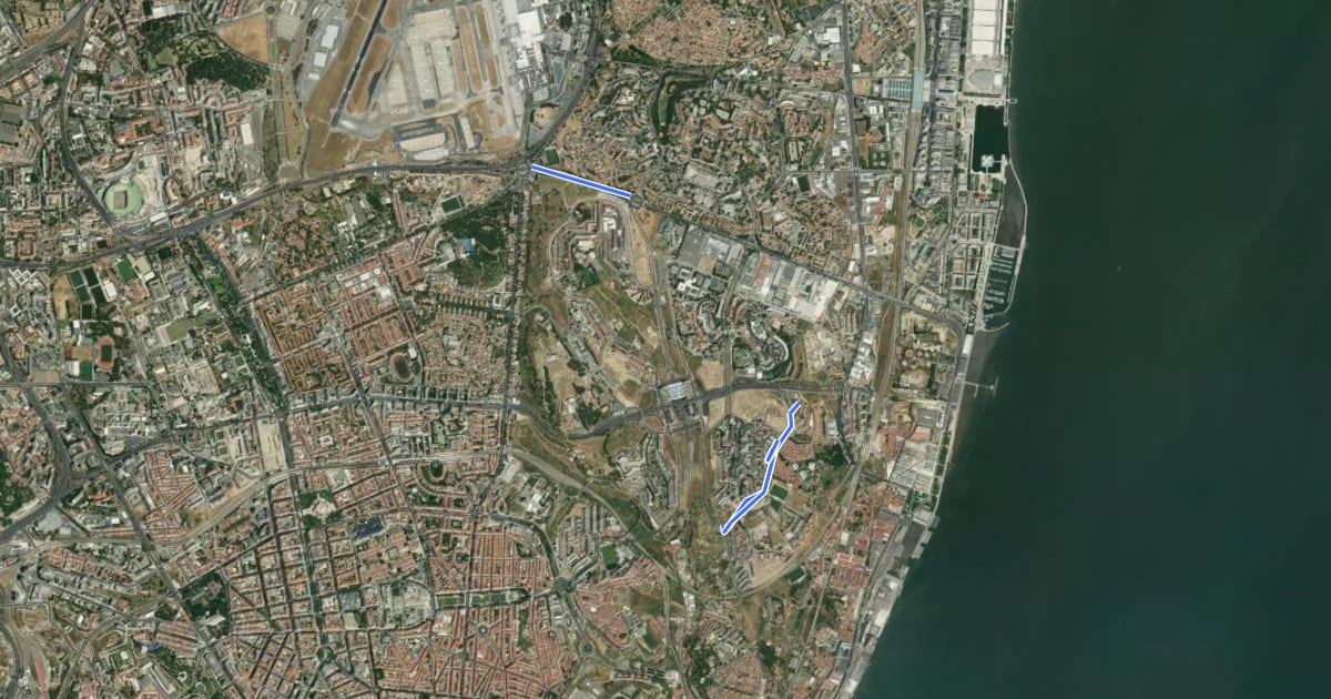 Маршрут Rede ciclável de Lisboa на спутниковом снимке