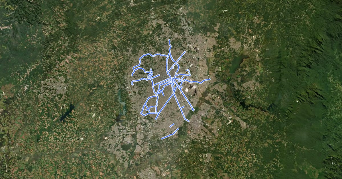 Маршрут Rede Ciclovias de Curitiba на спутниковом снимке