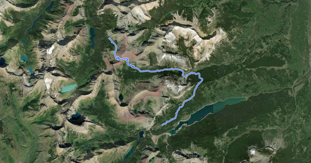 Маршрут Redgap Pass Trail на спутниковом снимке