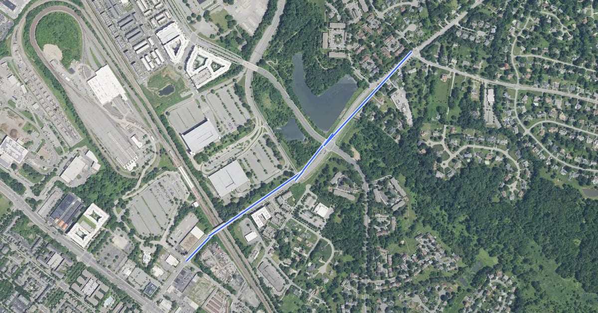 Маршрут Redland Road на спутниковом снимке