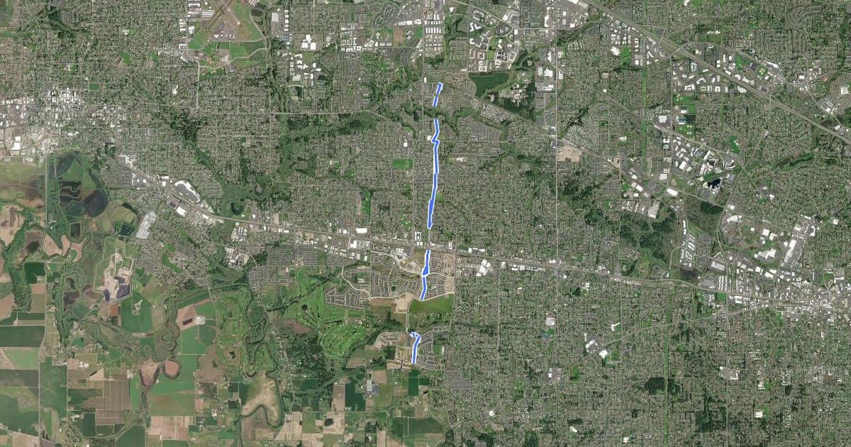 Маршрут Reedville Trail на спутниковом снимке