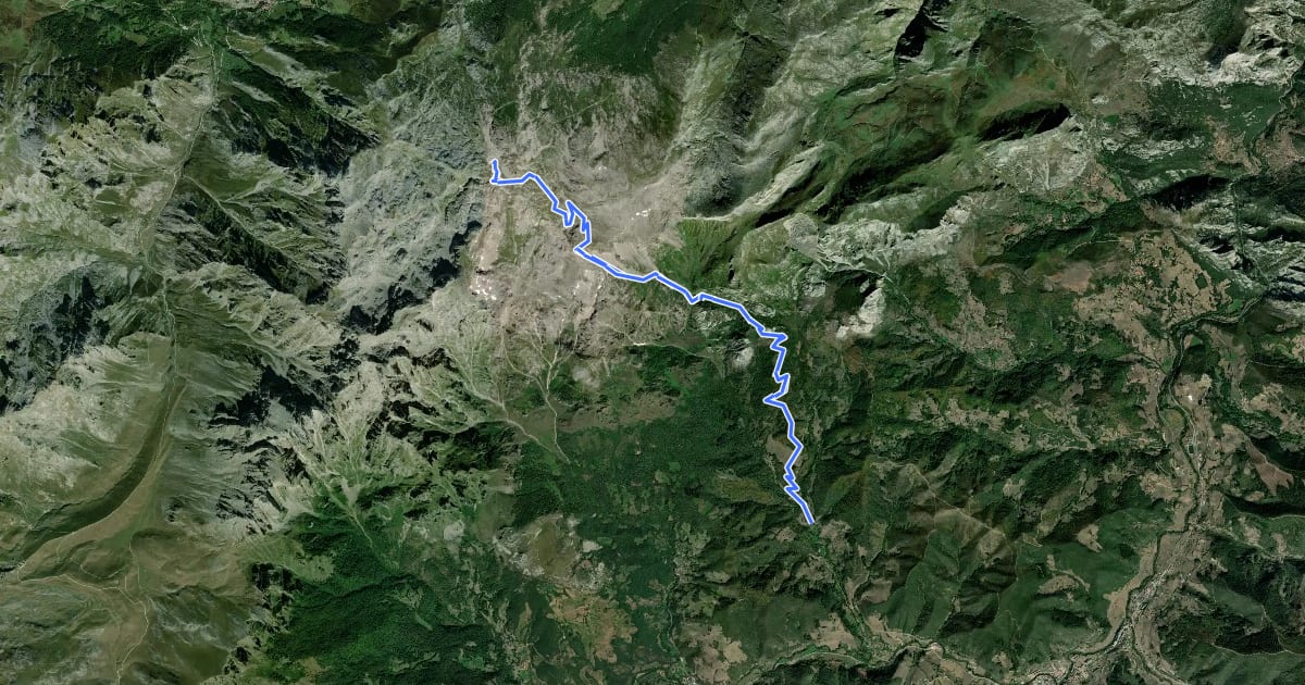 Маршрут Refugio de Ándara - Canal de San Carlos - Argüébanes на спутниковом снимке