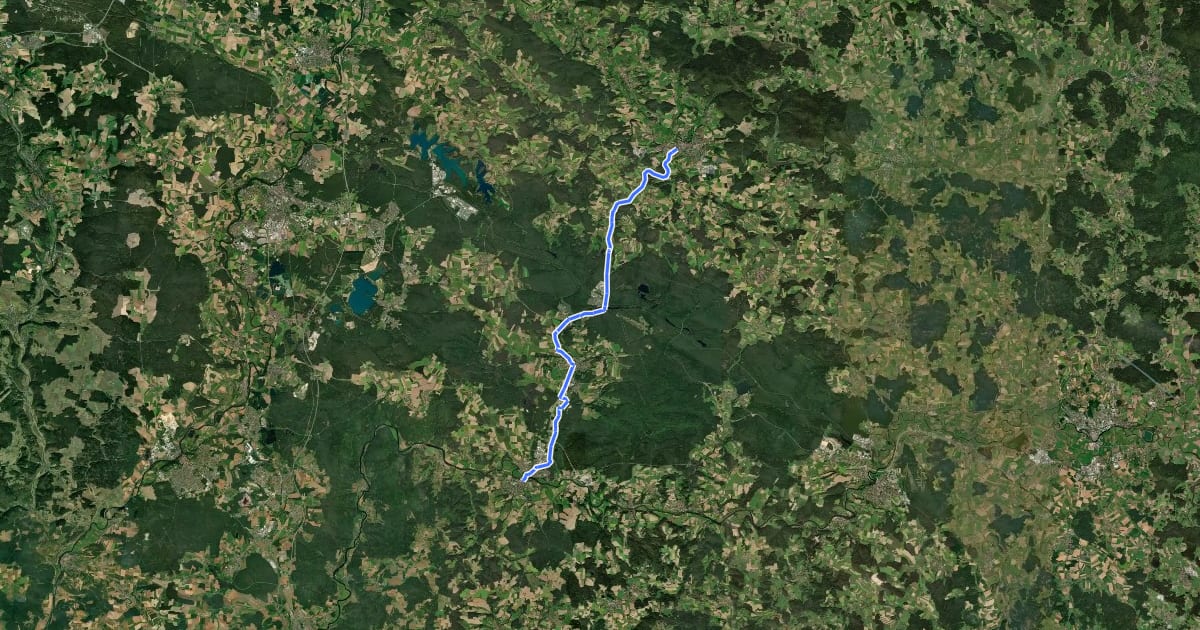 Маршрут Regen-Schwarzach-Radweg на спутниковом снимке