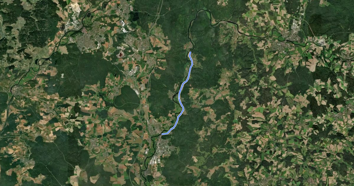 Маршрут Regenstauf-Hirschling на спутниковом снимке