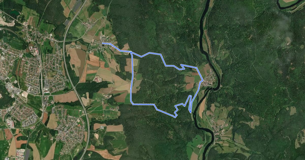Маршрут Regentalsteig nach Hirschling (Gelbe 8) на спутниковом снимке